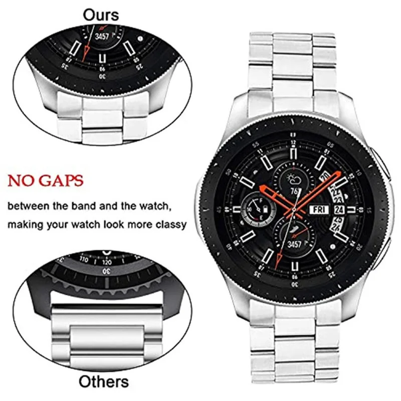For Huawei Watch GT 6 46mm Stainless Steel Watch Band Arc-shaped 3-bead Flat Buckle Strap - Silver