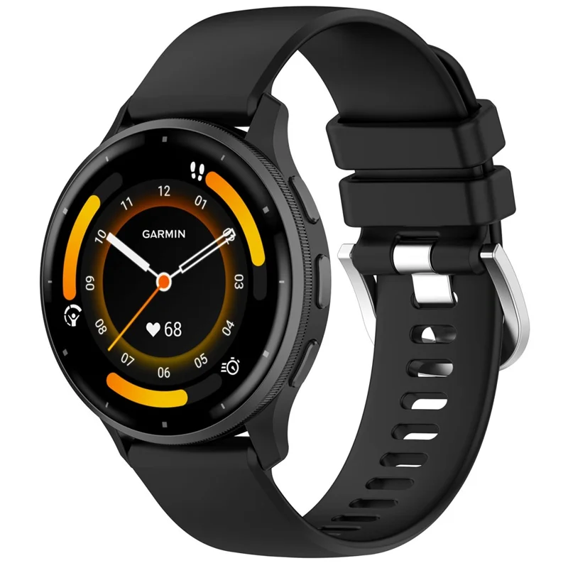 Bracelet de montre 22 mm en silicone avec boucle en acier pour Garmin Venu 4 45 mm - Noir