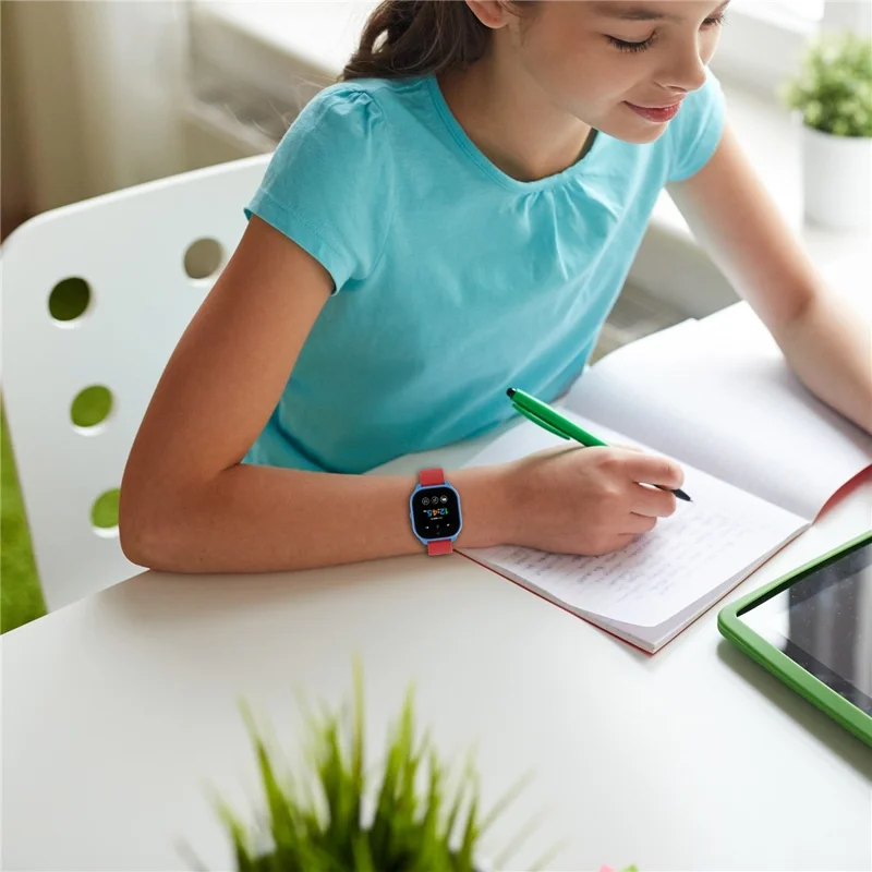 For Cosmo JrTrack 5 Kids Smart Watch 20mm Watch Band Textured Silicone Strap - Red