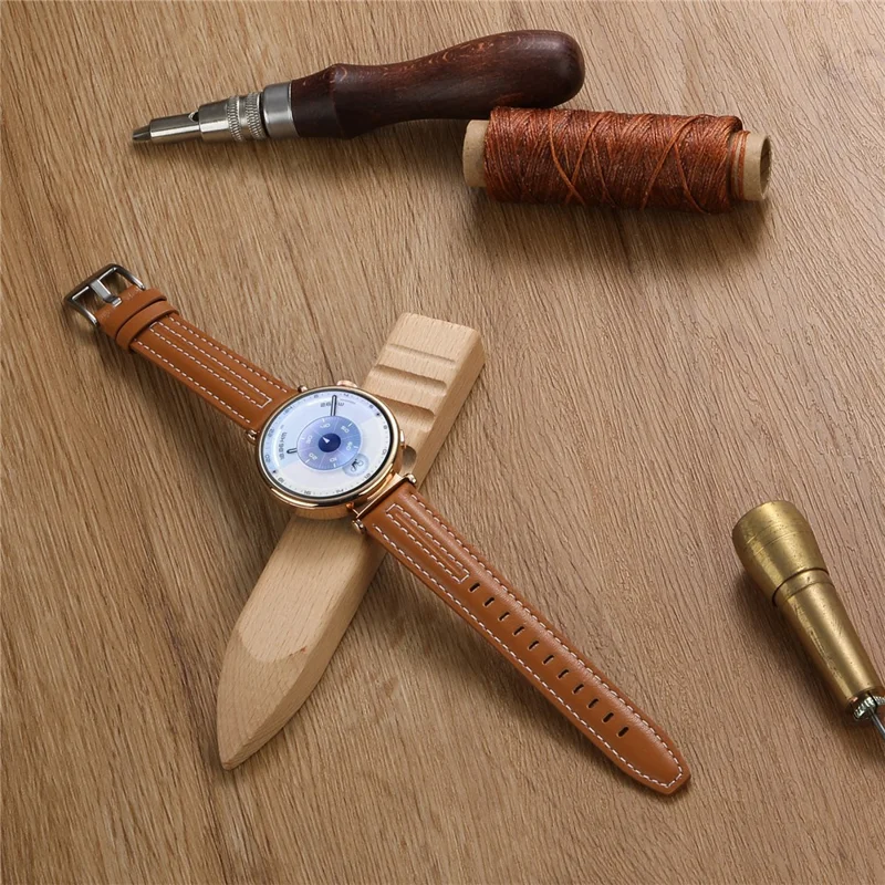 18mm Genuine Leather Watch Band for Huawei Watch GT 6 41mm /  5 41mm / 4 41mm Adjustable Replacement Strap - Black