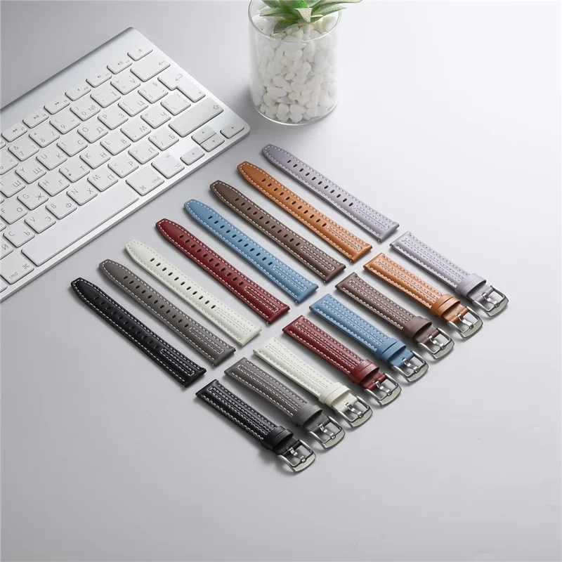 18mm Genuine Leather Watch Band for Huawei Watch GT 6 41mm /  5 41mm / 4 41mm Adjustable Replacement Strap - Black