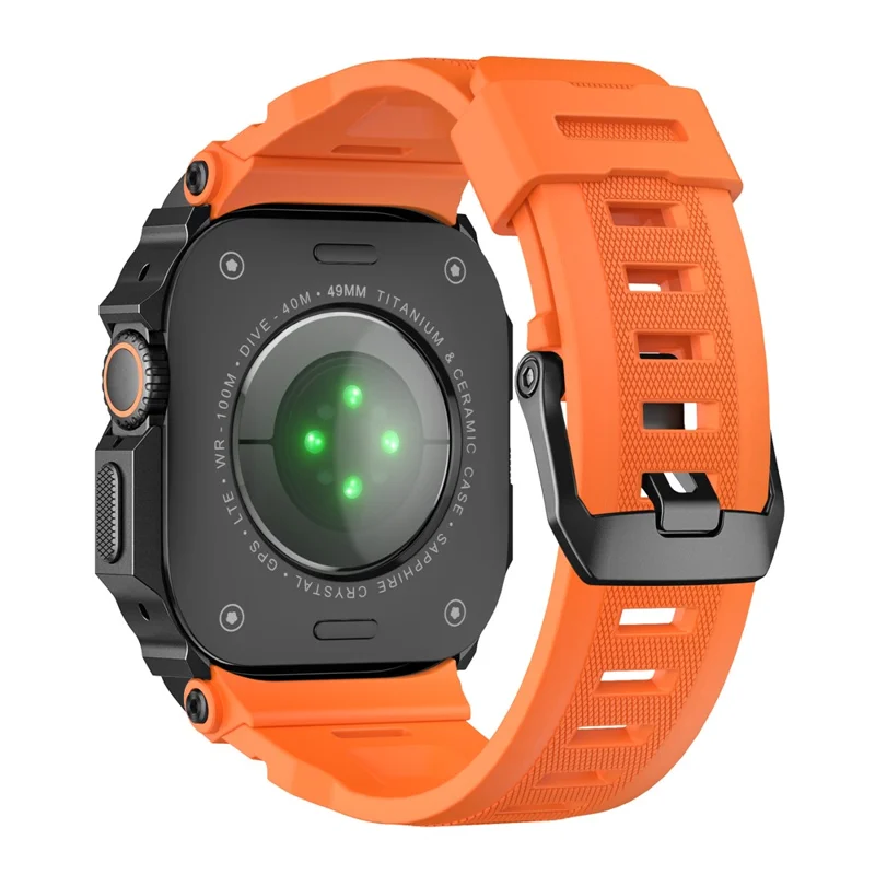 Silikonband med klockhölje till Apple Watch Ultra 3 49 mm / 2 49 mm / Ultra 49 mm ersättningsklockband - Svart/Orange