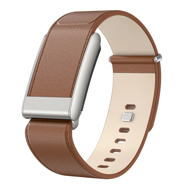 For WHOOP 5.0 Leather Watch Band with Button Buckle Fitness Tracker Adjustable Strap - Brown
