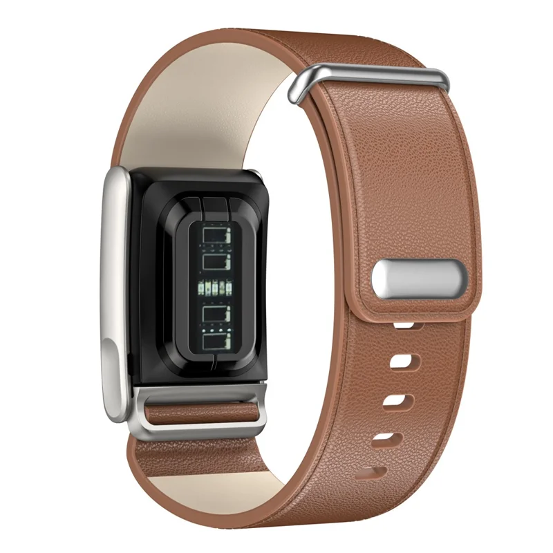 For WHOOP 5.0 LIFE MG Leather Watch Band with Button Buckle Fitness Tracker Adjustable Strap - Brown