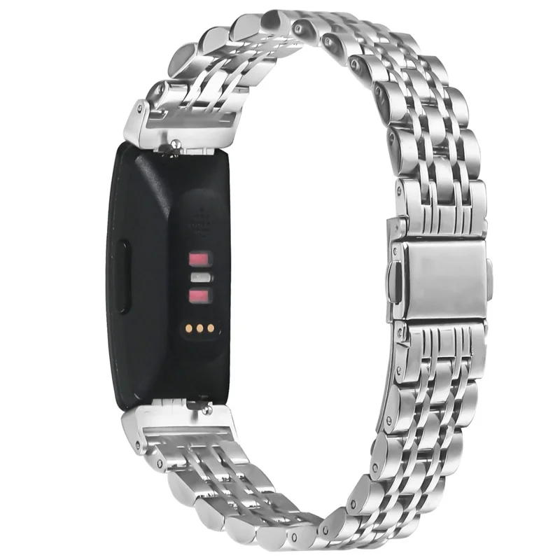 Watch Band For Fitbit Inspire / Inspire 2 / Inspire HR , Slim 7-Bead Stainless Steel Strap - Silver