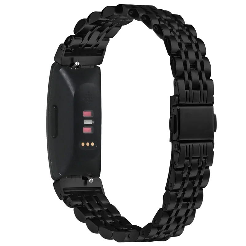 Watch Band For Fitbit Inspire / Inspire 2 / Inspire HR , Slim 7-Bead Stainless Steel Strap - Black