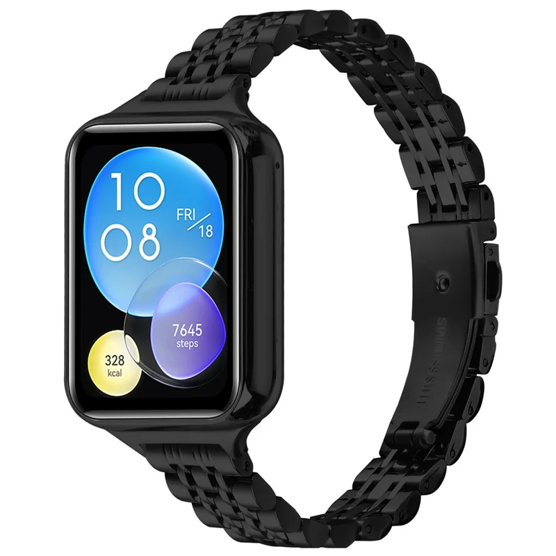 For Xiaomi Smart Band 8 Pro Watch Band Slim 7-Bead Stainless Steel Strap - Black