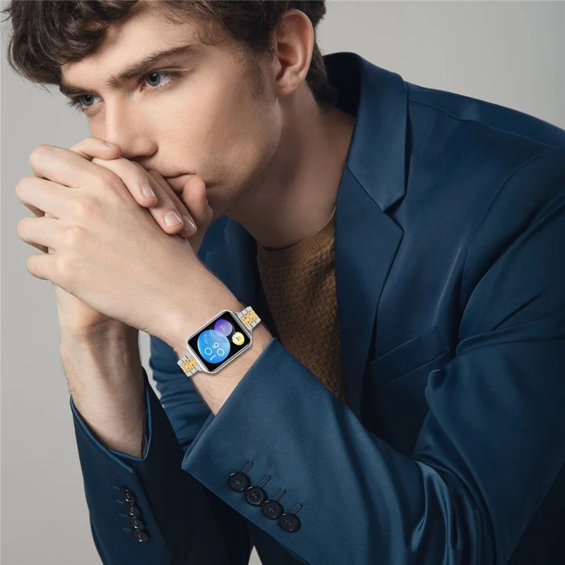 Xiaomi Smart Band 8 Pro Band Slim 7-Perlen elektrolytisch veredeltes Edelstahlarmband - Silber / Gold