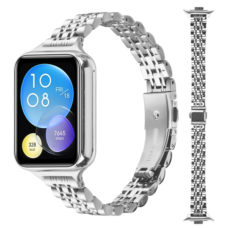 For Xiaomi Redmi Watch 5 / Watch 4 Band Slim 7-Bead Stainless Steel Watch Strap - Silver