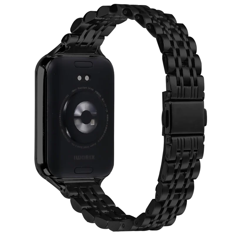 For Xiaomi Redmi Watch 5 / Watch 4 Band Slim 7-Bead Stainless Steel Watch Strap - Black