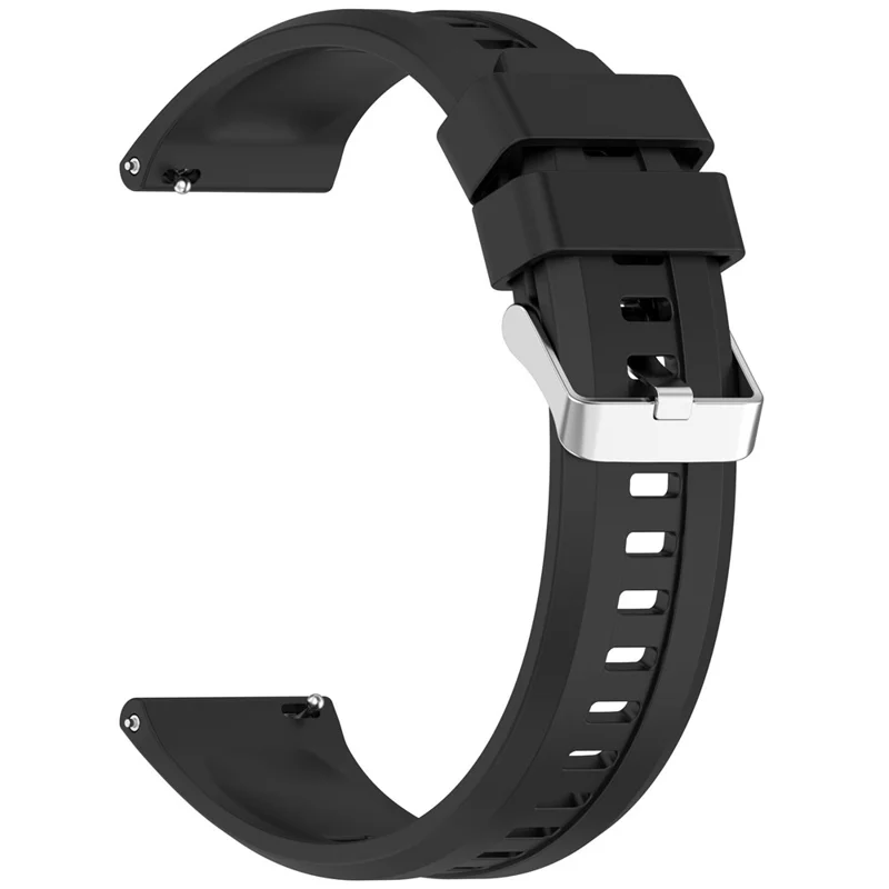 For Huawei Watch GT 6 46mm / Samsung Galaxy Watch3 45mm Band Soft Silicone Watch Strap with Quick Release Spring Bars - Black
