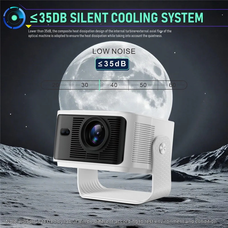 HY350MAX Android 14 LED Video Projector H726 2GB RAM 32GB WiFi6 BT5.4 500ANSI 1080P Home Theater Projector - US Plug