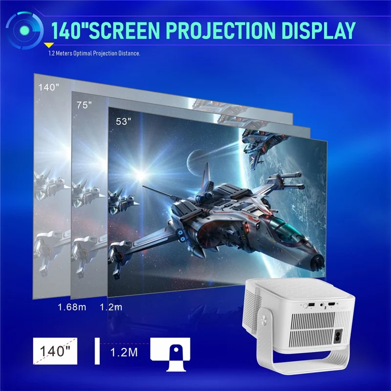 HY350MAX Android 14 LED Video Projector H726 2GB RAM 32GB WiFi6 BT5.4 500ANSI 1080P Home Theater Projector - US Plug