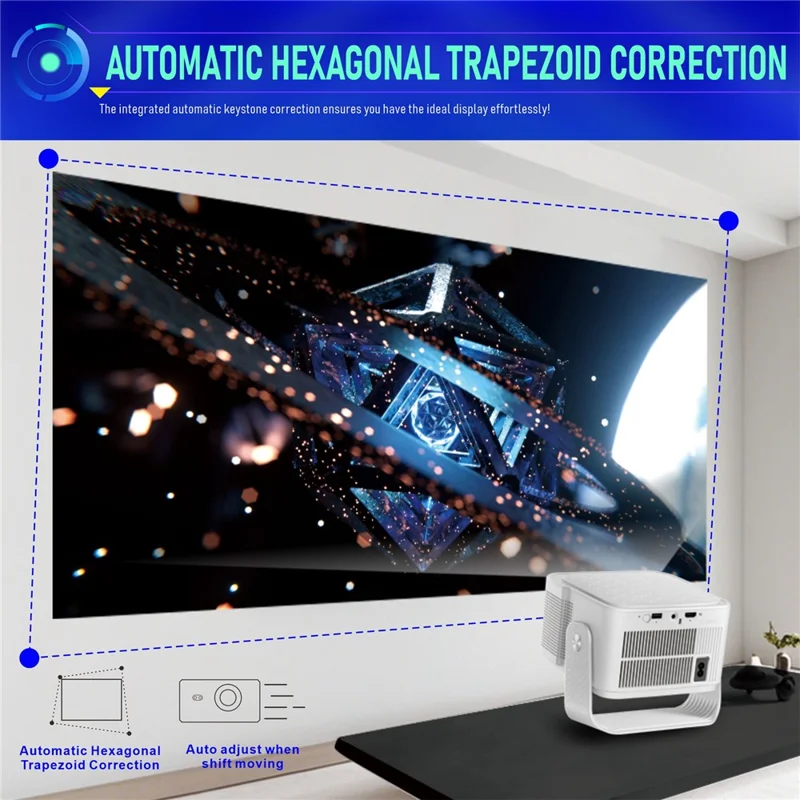 HY350MAX Android 14 LED Video Projector H726 2GB RAM 32GB WiFi6 BT5.4 500ANSI 1080P Home Theater Projector - EU Plug