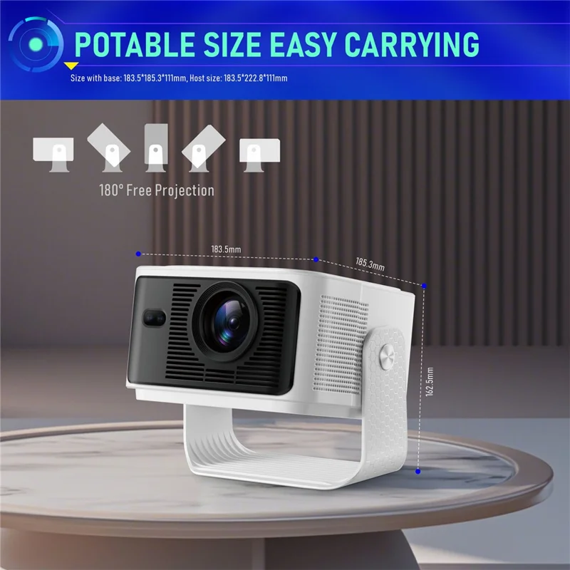 HY350MAX Android 14 LED Video Projector H726 2GB RAM 32GB WiFi6 BT5.4 500ANSI 1080P Home Theater Projector - EU Plug