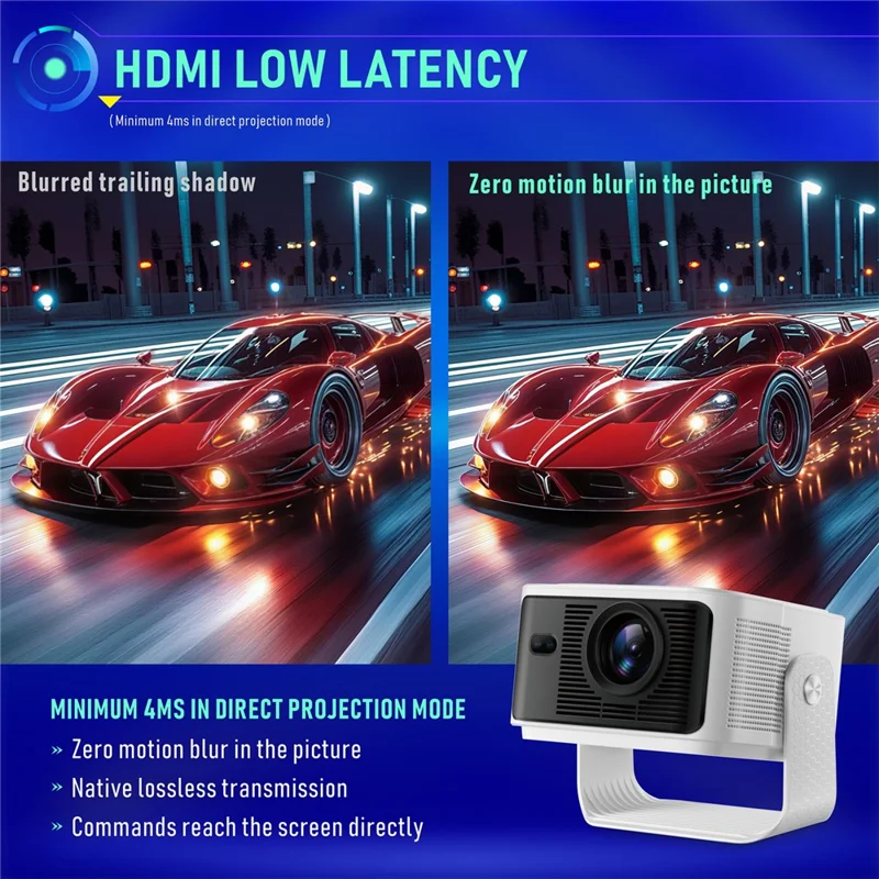 HY350MAX Android 14 LED Video Projector H726 2GB RAM 32GB WiFi6 BT5.4 500ANSI 1080P Home Theater Projector - EU Plug