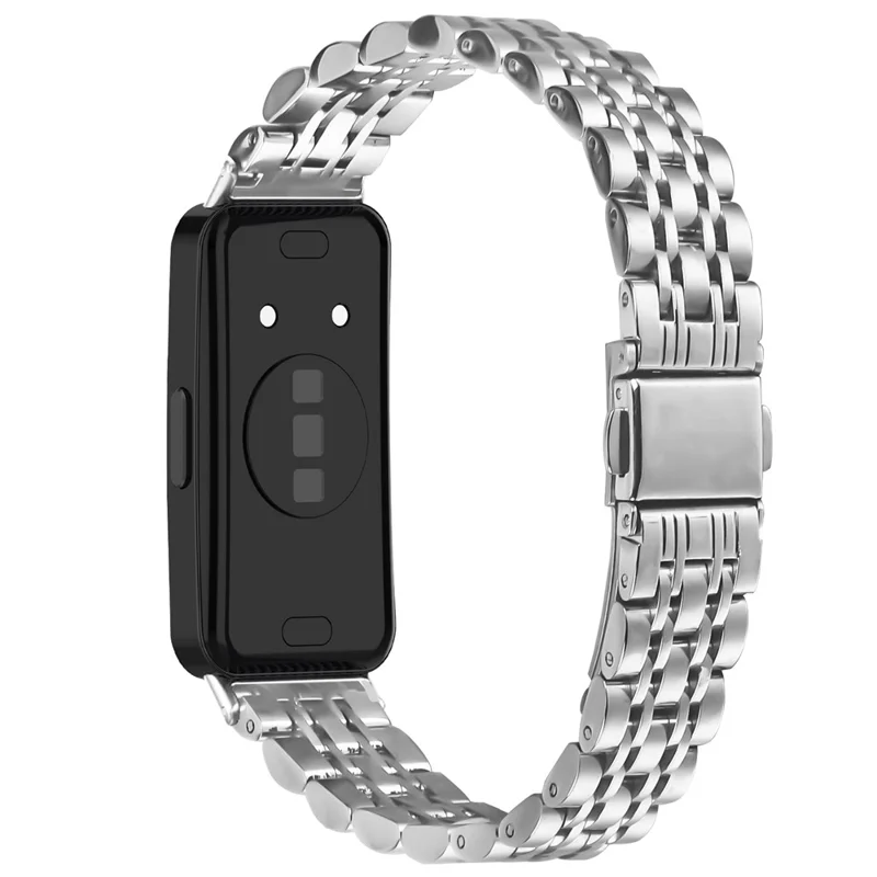 Watch Band For Huawei Band 10 / 9 / 8 , Slim 7-Bead Stainless Steel Strap - Silver