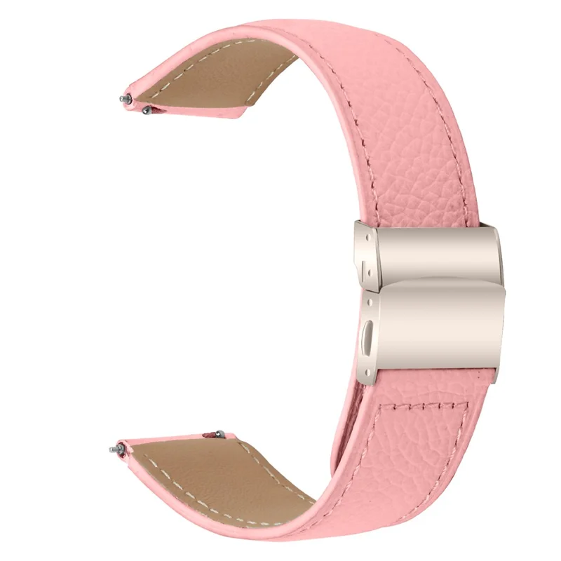 Wrist Strap For Huami Amazfit Active  /  GTR Mini  /  Bip 3 Genuine Leather Watch Band with Starlight Connector Turtle Back Buckle - Pink