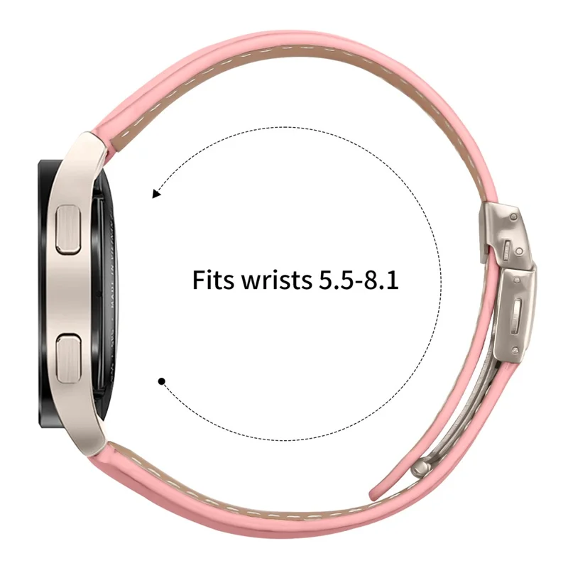 Wrist Strap For Huami Amazfit Active  /  GTR Mini  /  Bip 3 Genuine Leather Watch Band with Starlight Connector Turtle Back Buckle - Pink