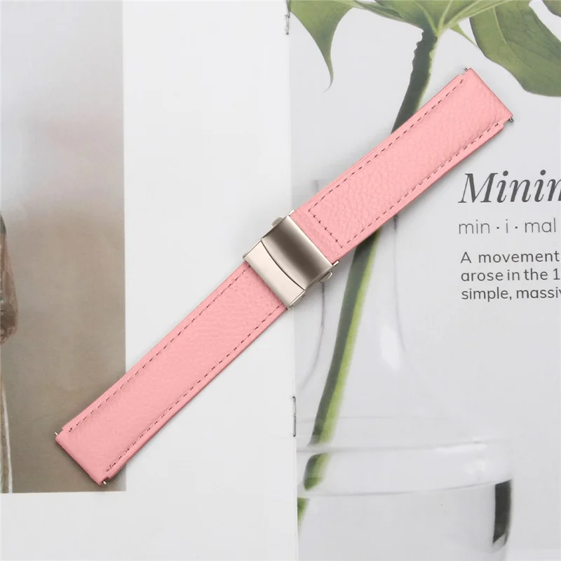 Wrist Strap For Samsung Galaxy Watch3 41mm  /  Watch Active2 40mm  /  44mm Genuine Leather Watch Band with Starlight Connector Turtle Back Buckle - Pink