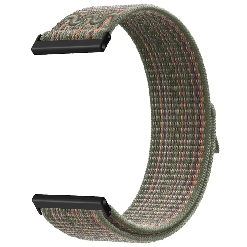 Sangle de montre de remplacement en nylon brodé de 24 mm pour Coros Nomad / Suunto 9 / 7 / D5i - Vert foncé Orange