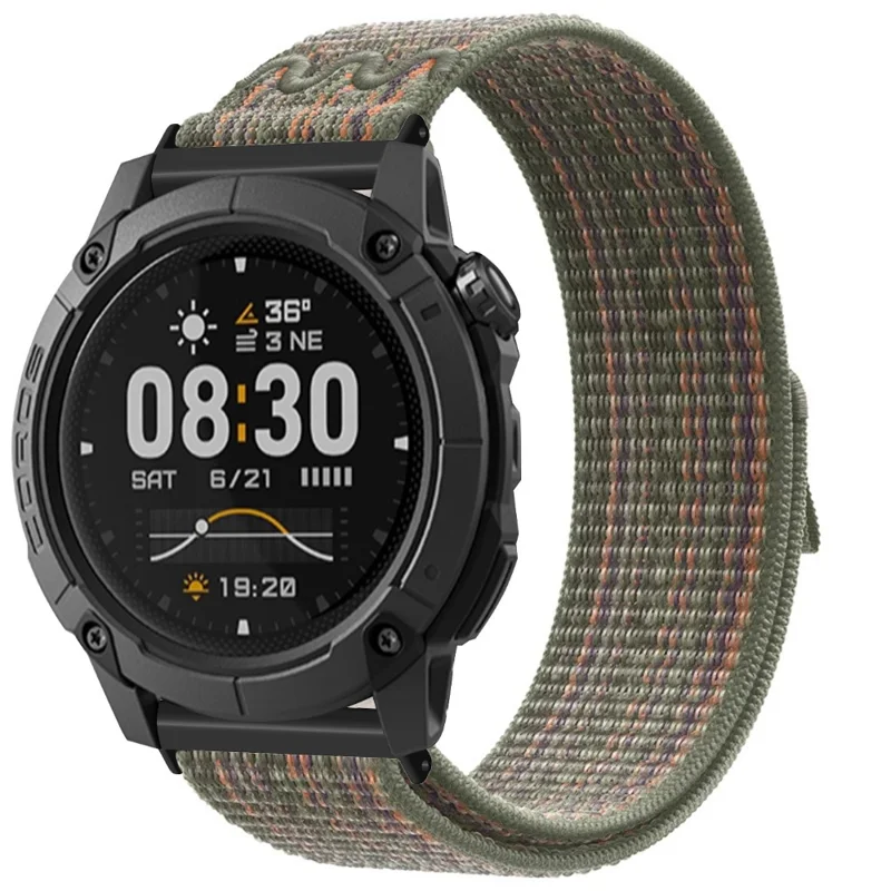 Sangle de montre de remplacement en nylon brodé de 24 mm pour Coros Nomad / Suunto 9 / 7 / D5i - Vert foncé Orange
