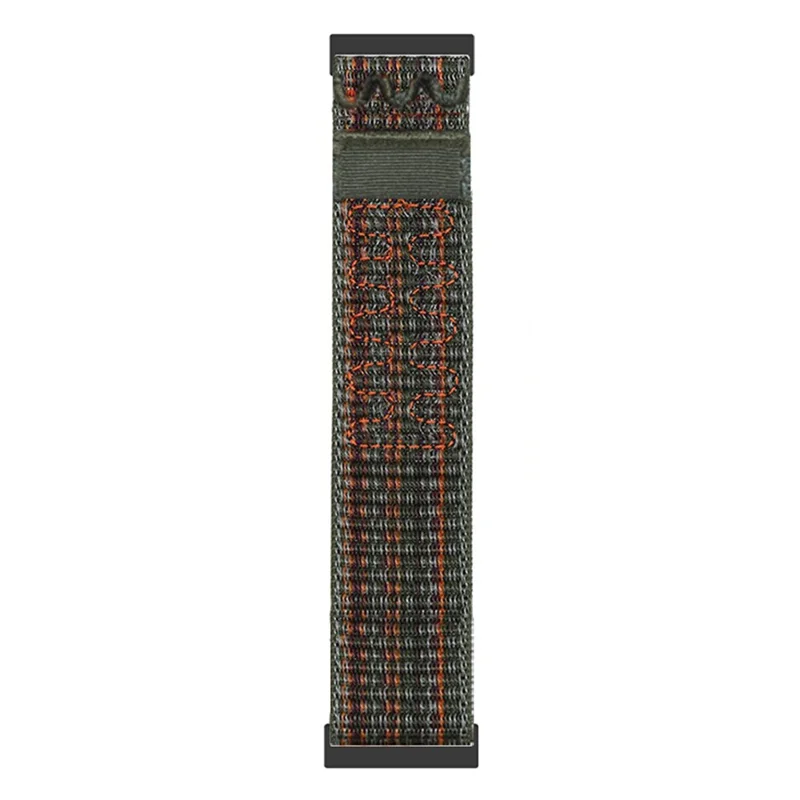 Sangle de montre de remplacement en nylon brodé de 24 mm pour Coros Nomad / Suunto 9 / 7 / D5i - Vert foncé Orange