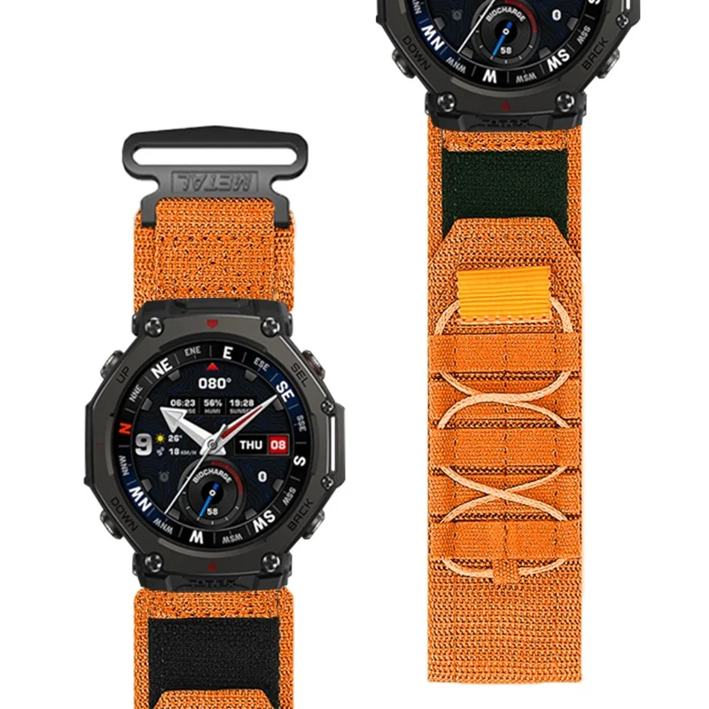 Nylon-Armband für Huami Amazfit T-Rex 3 Pro Magic Tape Strap Militärstil - Orange