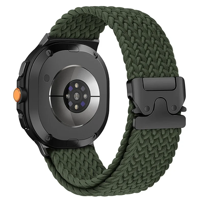 Cinturino in Nylon per Samsung Galaxy Watch8 44mm / 40mm / 8 Classic 46mm Regolabile Fibbia a Paracadute Traspirante - Verde Oliva Scuro