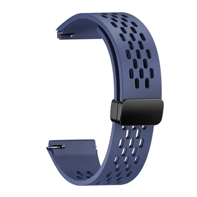 For Huawei Watch GT 6 Pro 46mm Magnetic Silicone Watch Band Solid Color Folding Clasp Adjustable Strap - Blue