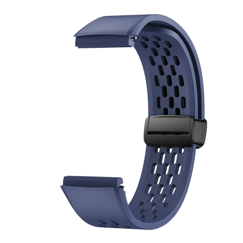 For Huawei Watch GT 6 Pro 46mm Magnetic Silicone Watch Band Solid Color Folding Clasp Adjustable Strap - Blue