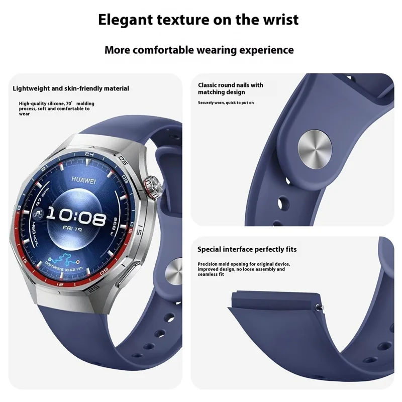 Huawei Watch GT 6 Pro 46mm Cinturino in Silicone Fibbia Invertita Colore Solido - Blu