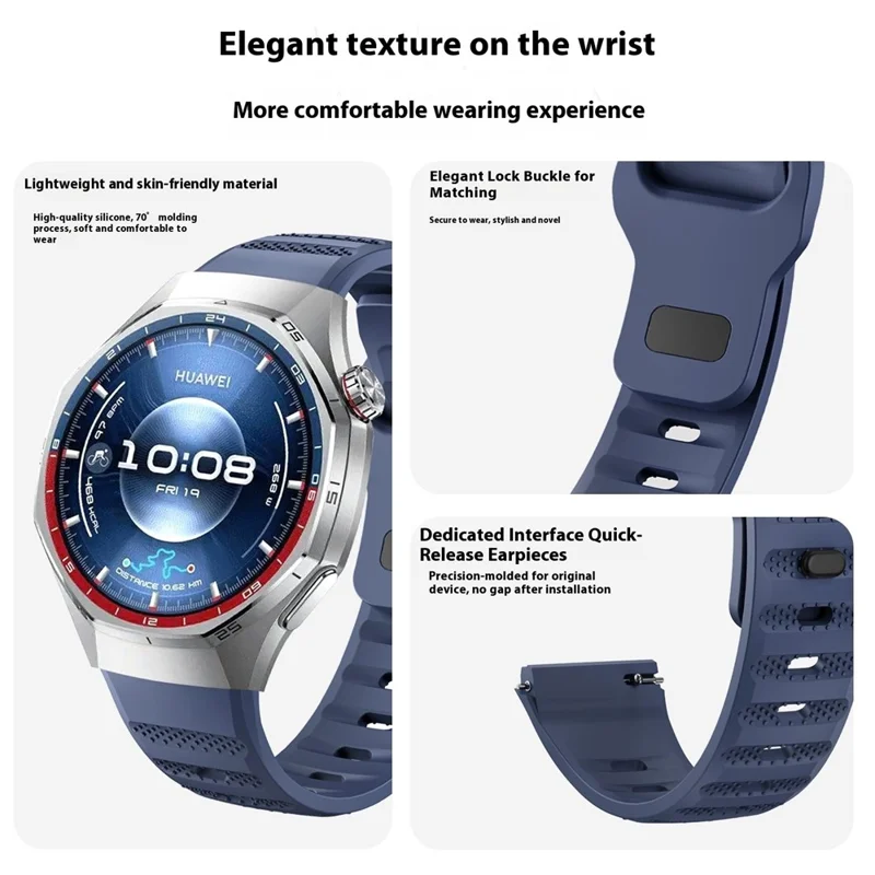 Huawei Watch GT 6 Pro 46mm Correa de Silicona Texturizada de Color Sólido con Hebilla Inversa - Azul
