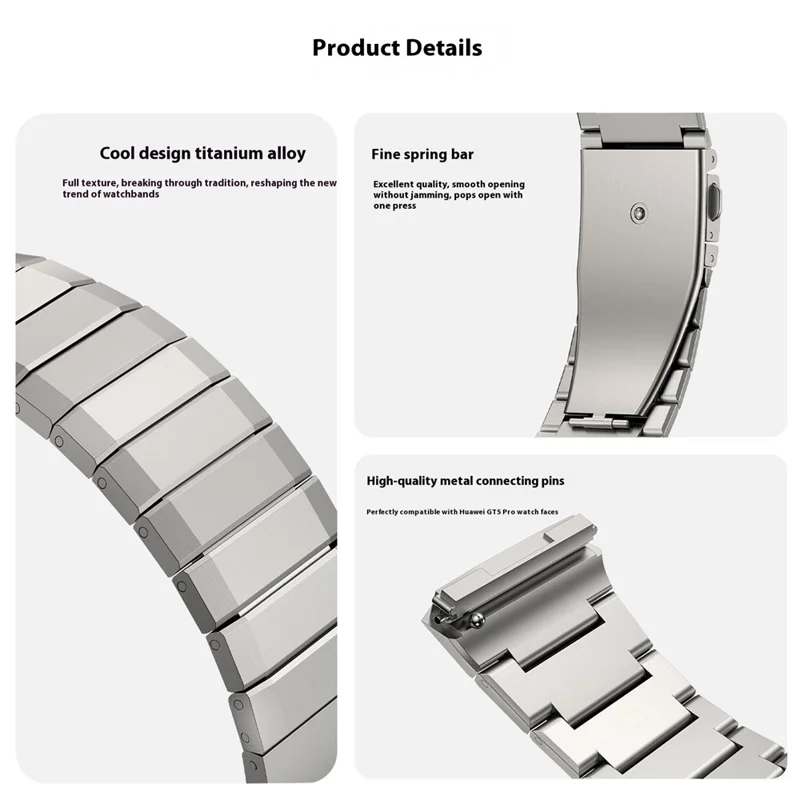 For Huawei Watch GT 6 Pro 46mm Titanium Alloy Watch Band Bamboo Segment Wrist Strap - Black