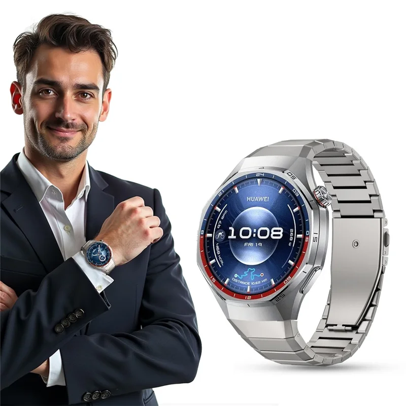 For Huawei Watch GT 6 Pro 46mm Titanium Alloy Watch Band Bamboo Segment Wrist Strap - Black