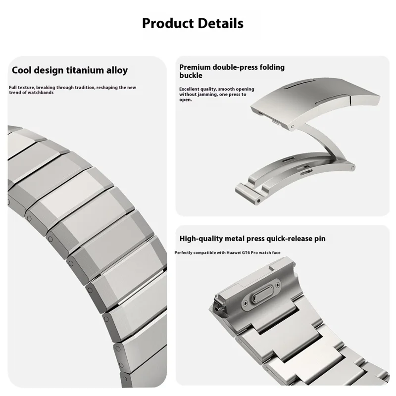 For Huawei Watch GT 6 Pro 46mm Quick Release Strap Bamboo Joint Design Titanium Alloy Watch Band - Black