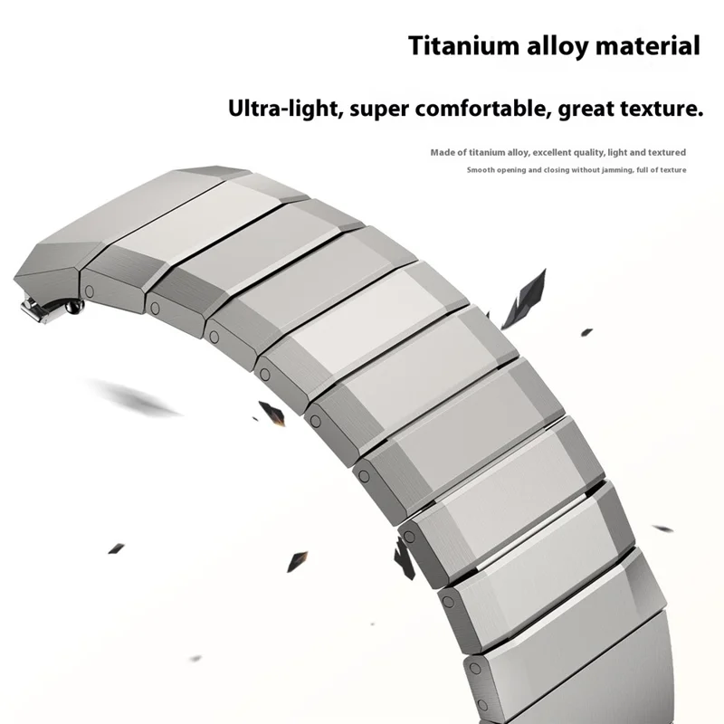 Cinturino per orologio in lega di titanio da 22 mm per Huawei Watch GT 6 46 mm, design con giuntura in bambù, chiusura pieghevole - Nero