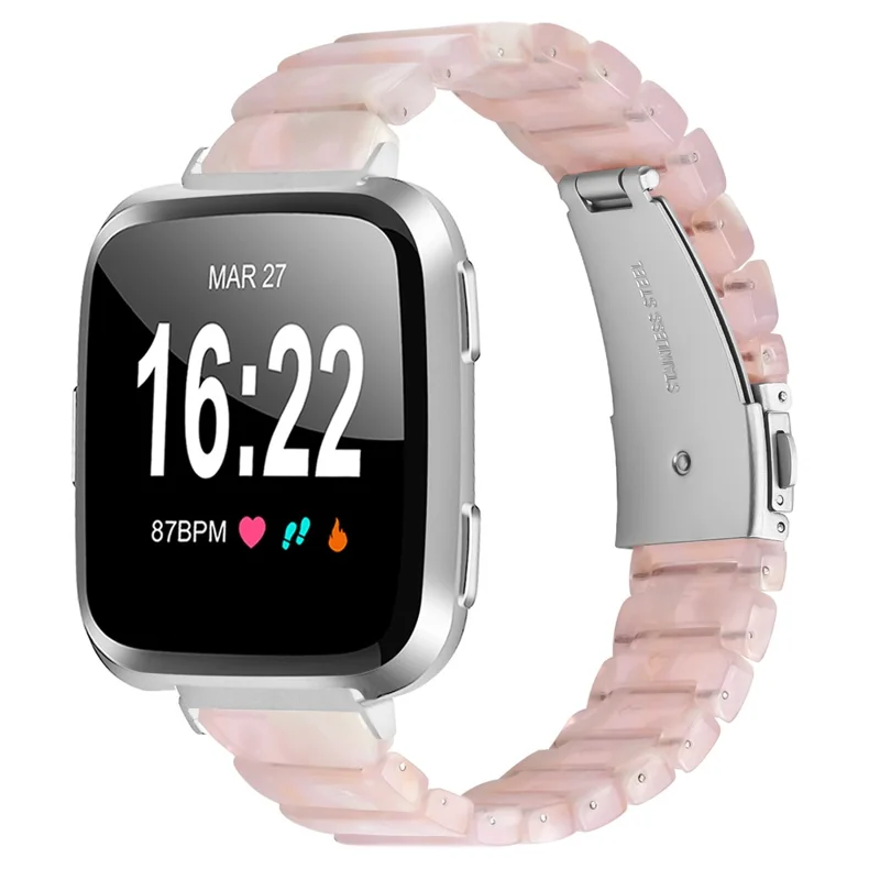 Cinturino per Fitbit Versa / Versa Lite / Versa 2, Braccialetto in resina acrilica a 1 perla, Impermeabile - Rosa Marrone
