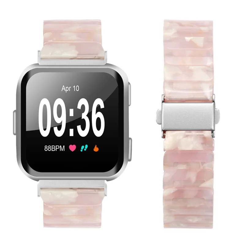Cinturino per Fitbit Versa / Versa Lite / Versa 2, Braccialetto in resina acrilica a 1 perla, Impermeabile - Rosa Marrone