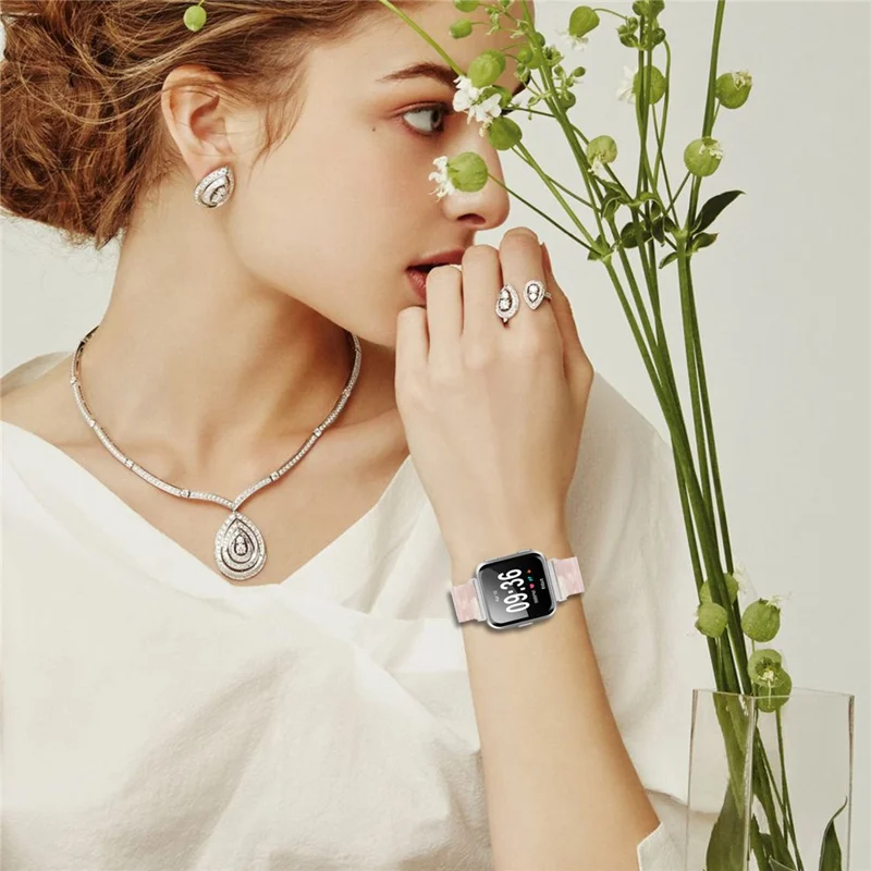 Cinturino per Fitbit Versa / Versa Lite / Versa 2, Braccialetto in resina acrilica a 1 perla, Impermeabile - Rosa Marrone