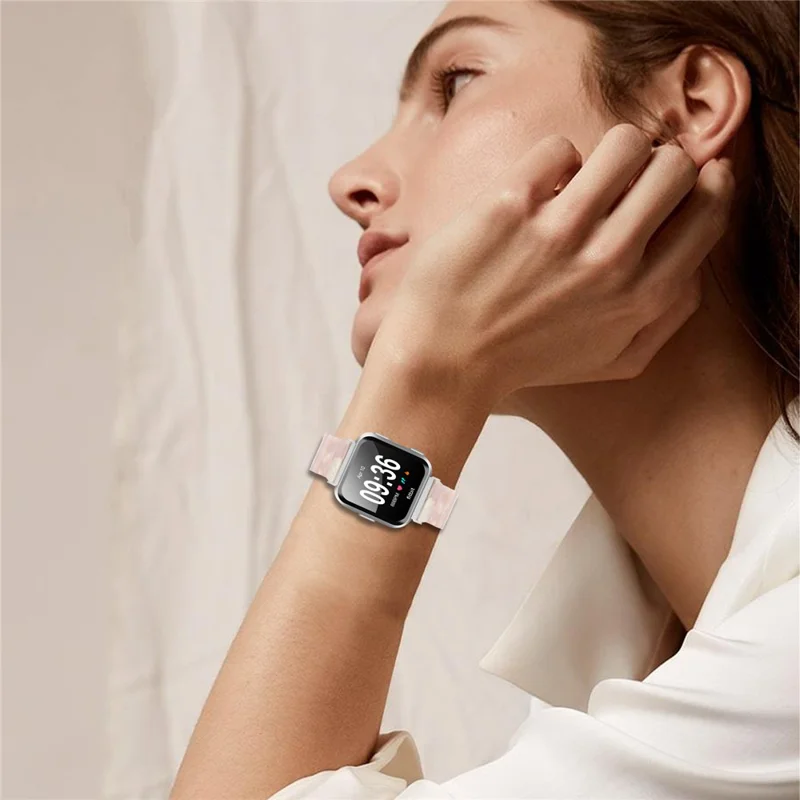 Cinturino per Fitbit Versa / Versa Lite / Versa 2, Braccialetto in resina acrilica a 1 perla, Impermeabile - Rosa Marrone