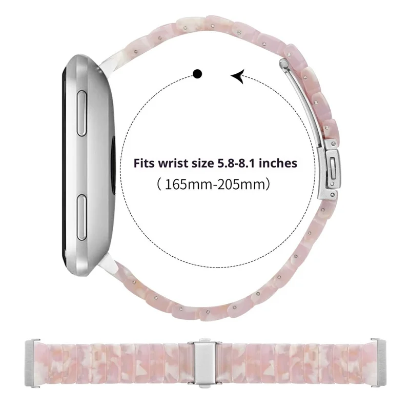 Cinturino per Fitbit Versa / Versa Lite / Versa 2, Braccialetto in resina acrilica a 1 perla, Impermeabile - Rosa Marrone