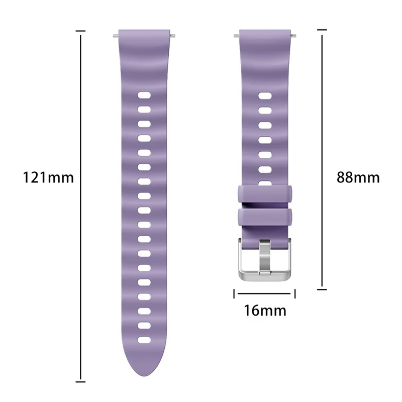 18mm Schnellverschluss-Silikonband für Huawei Watch GT 6 41mm Einfarbiges Uhrenarmband mit Wellenmuster und Silberschnalle - Lila