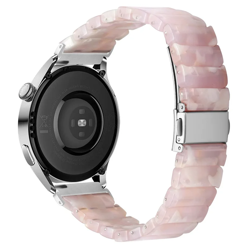 Watch Band For Samsung Galaxy Watch3 45mm / Watch 46mm / Gear S3 Classic / Gear S3 Frontier , 1-Bead Acrylic Resin Waterproof Bracelet with Silver Buckle - Pink Brown