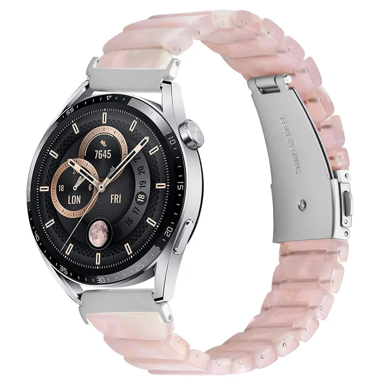 Watch Band For Samsung Galaxy Watch3 45mm / Watch 46mm / Gear S3 Classic / Gear S3 Frontier , 1-Bead Acrylic Resin Waterproof Bracelet with Silver Buckle - Pink Brown