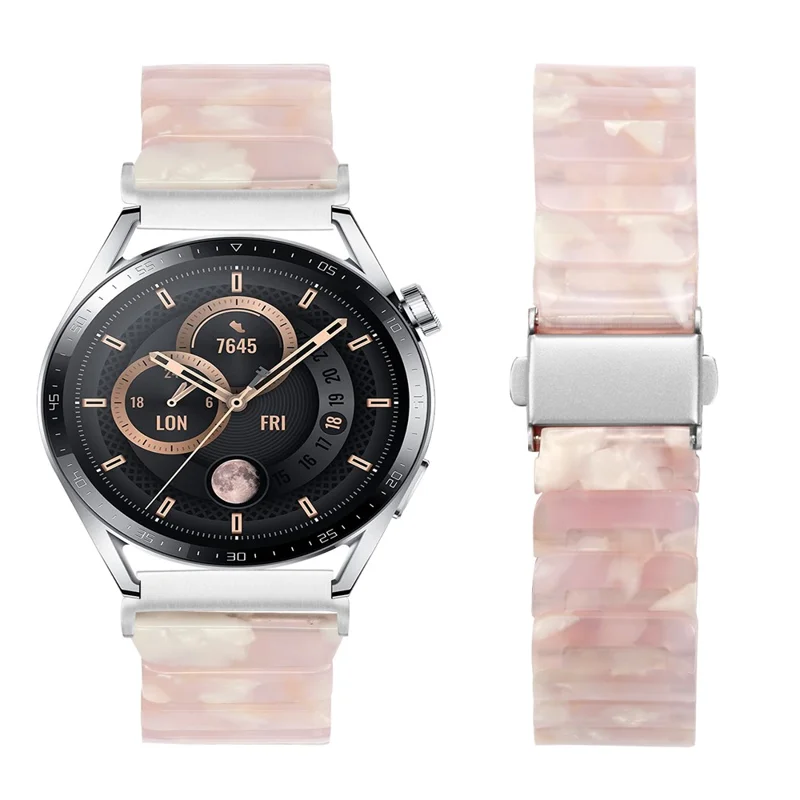 Watch Band For Samsung Galaxy Watch3 45mm / Watch 46mm / Gear S3 Classic / Gear S3 Frontier , 1-Bead Acrylic Resin Waterproof Bracelet with Silver Buckle - Pink Brown