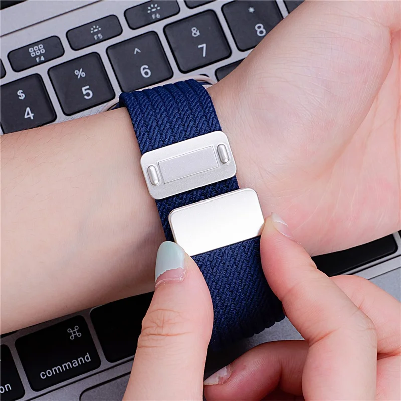 Banda de Relógio de Nylon Magnético para Apple Watch Series 11 10 42mm / 9 8 7 41mm / SE3 SE2 SE 6 5 4 40mm / 3 2 1 38mm Ajustável Elástica - Laranja