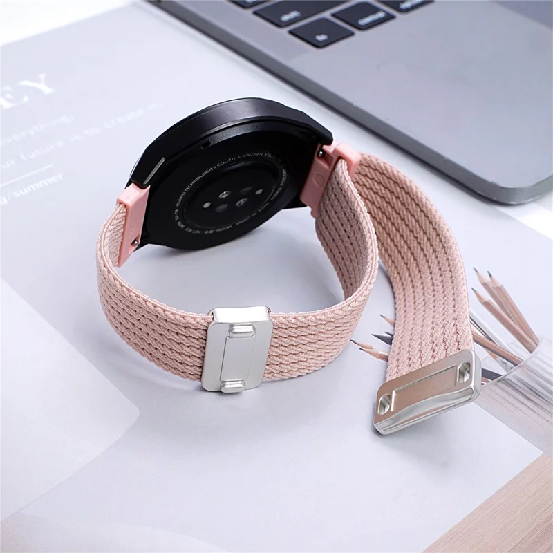 20mm Magnetic Nylon Watch Band for Samsung Galaxy Watch7 / 6 44mm / 40mm / 6 Classic 43mm / 47mm Adjustable Elastic Strap - Orange