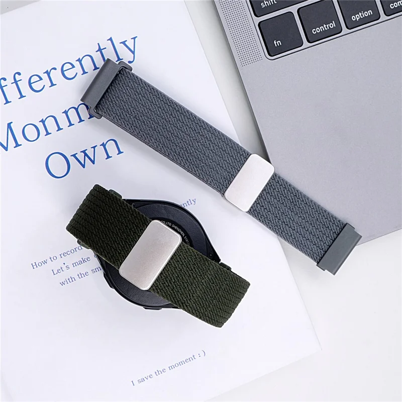 20mm Magnetic Nylon Watch Band for Samsung Galaxy Watch7 / 6 44mm / 40mm / 6 Classic 43mm / 47mm Adjustable Elastic Strap - Orange