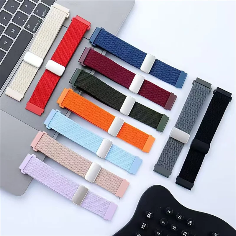 20mm Magnetic Nylon Watch Band for Samsung Galaxy Watch7 / 6 44mm / 40mm / 6 Classic 43mm / 47mm Adjustable Elastic Strap - Orange